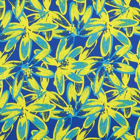 Satin Crepe large chamomile flowers – indigo/lemon yellow, 