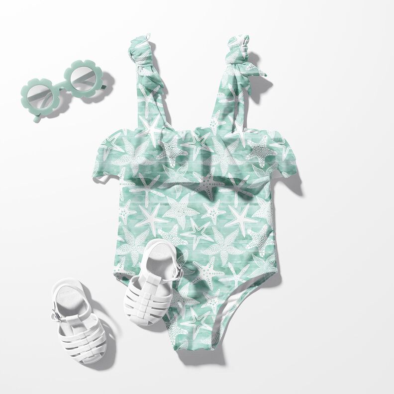 Swimsuit Fabric UPF50 starfish – eucalyptus/white,  image number 5