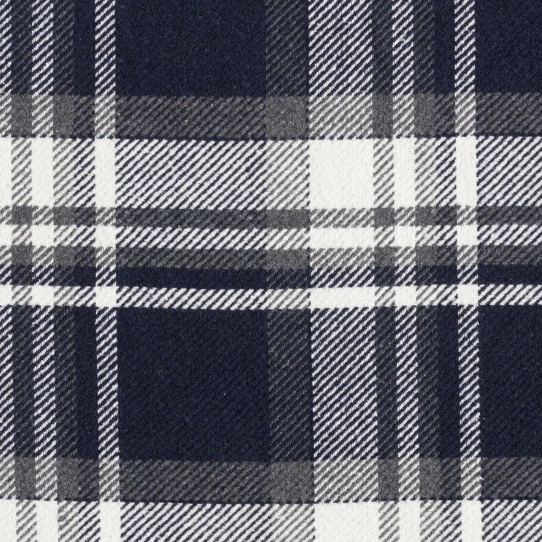 Coat fabric with checked fur backing – midnight blue/slate grey,  image number 1