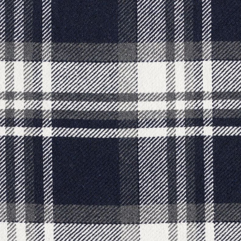 Coat fabric with checked fur backing – midnight blue/slate grey, image number 1