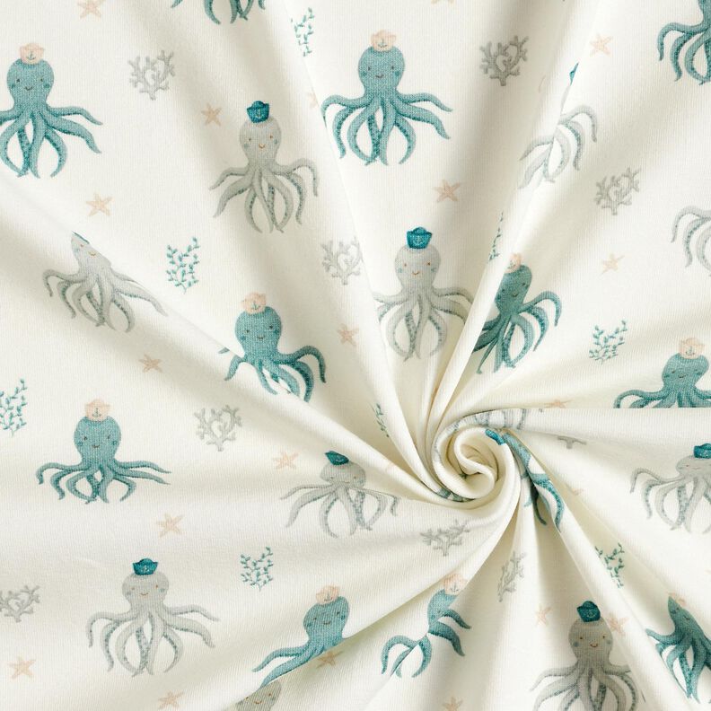 Cotton Jersey happy squids Digital Print – offwhite, image number 3