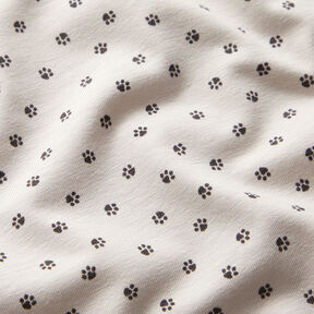 Cotton Jersey paw prints – misty grey, 