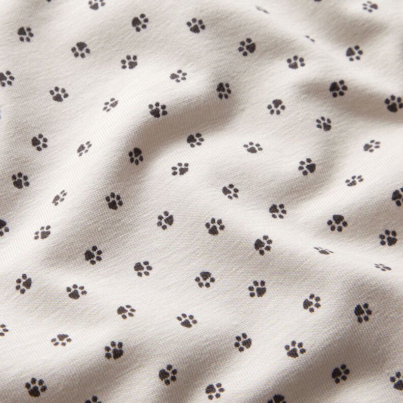 Cotton Jersey paw prints – misty grey,  image number 2