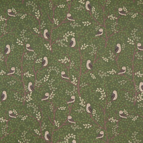 Decor Fabric Half Panama Forest owls – dark green/chocolate, 