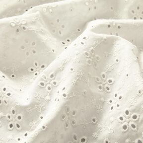 Cotton Batiste Broderie Anglaise rows of flowers – offwhite, 