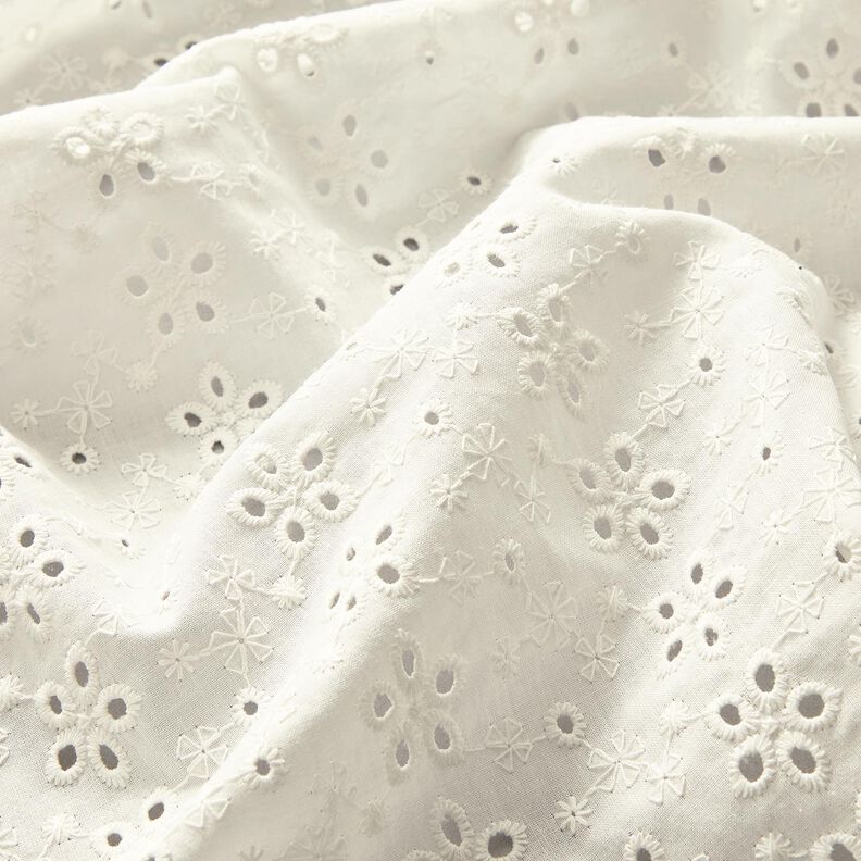 Cotton Batiste Broderie Anglaise rows of flowers – offwhite,  image number 3