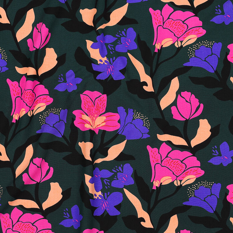 LENZING™ ECOVERO™ viscose fabric  Amira Floral | Nerida Hansen – dark green/lilac,  image number 2