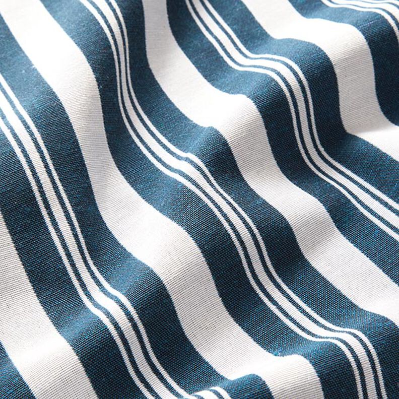 Decor Fabric Jacquard stripes – ocean blue/white,  image number 2