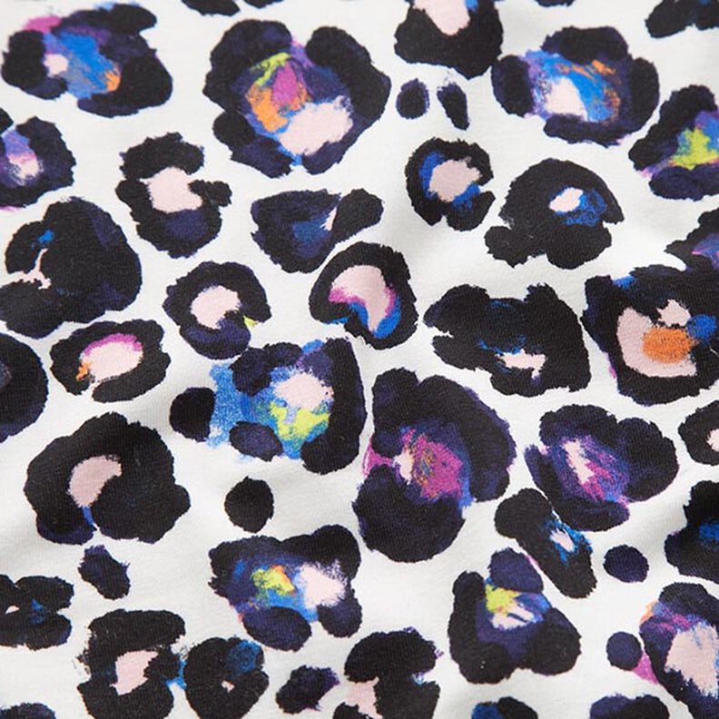 Cotton Jersey Neon Leopard Print Digital Print – offwhite,  image number 2