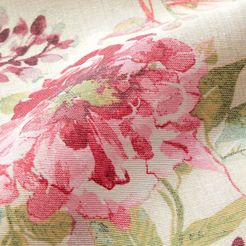 Decor Fabric Canvas watercolour flowers  – light beige/raspberry,  image number 2