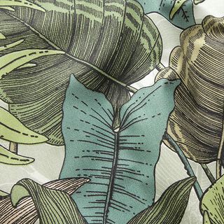 Decor Fabric Half Panama palm leaves – light beige/light petrol, 