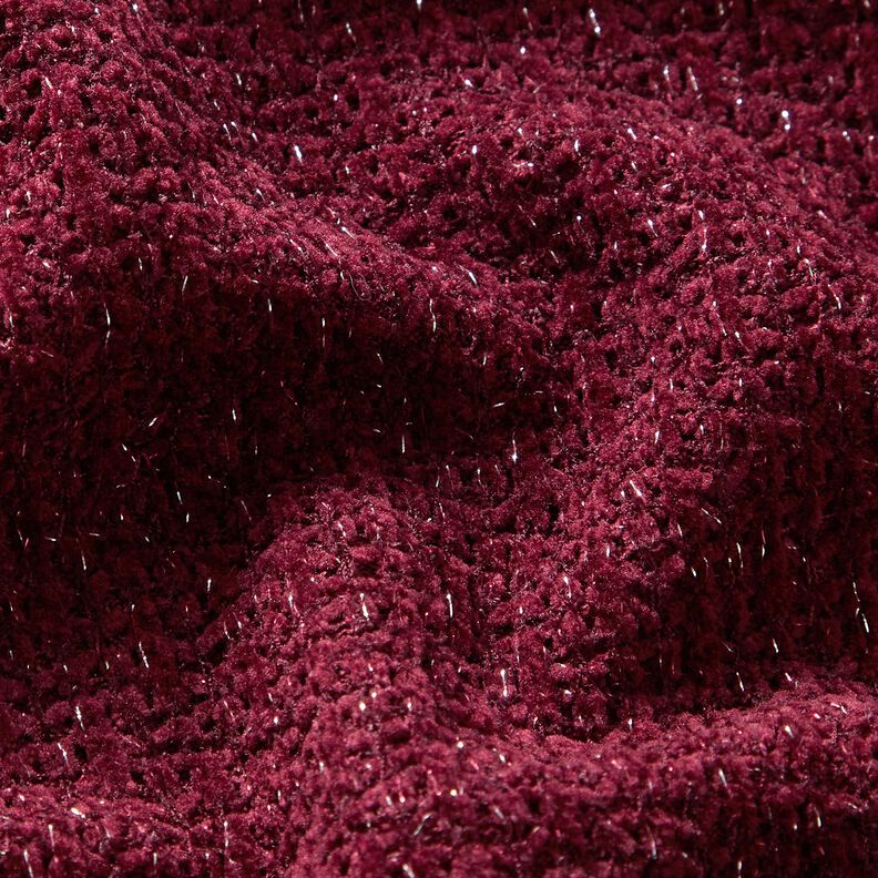 Chenille Knit Jacquard Glitter – burgundy/metallic silver,  image number 2