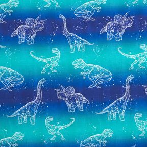Cotton Jersey Dinosaur outlines | Glitzerpüppi – blue lilac/peppermint, 