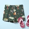 Cotton Poplin Happy Woodland Animals – dark green/peach orange,  thumbnail number 5