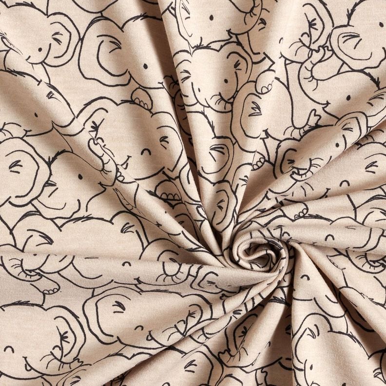 Cotton Blend Jersey Elephant swarm – natural, image number 3