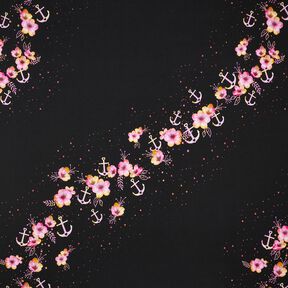 Cotton Jersey maritime flowers | Glitzerpüppi – black/purple, 