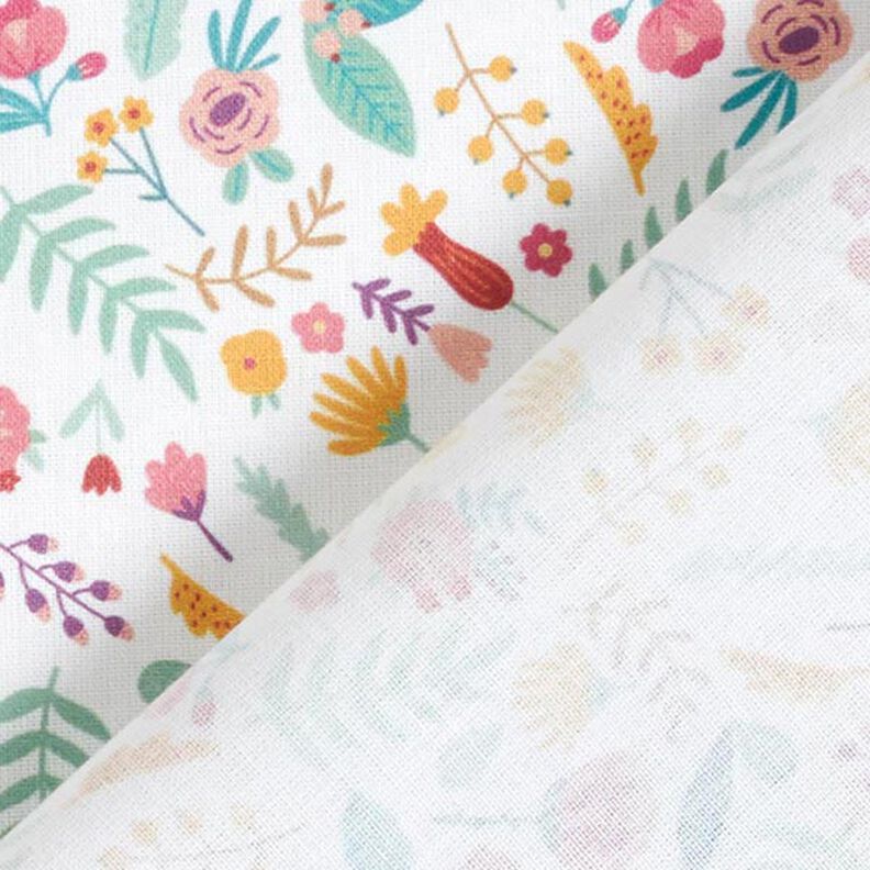 Cotton fabric PercaleSmall flowers and leaves – pink/yellow,  image number 4