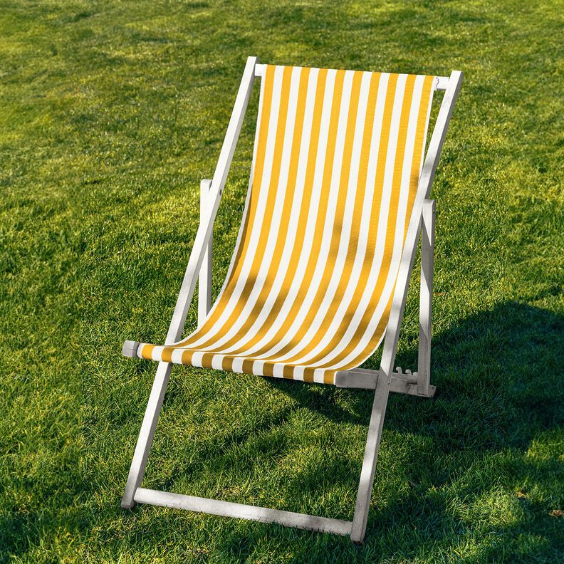 Outdoor Deckchair fabric Longitudinal stripes 44 cm – sunglow/white,  image number 4