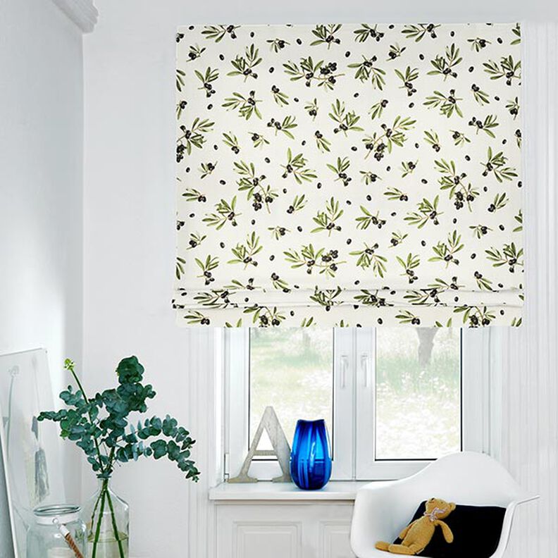 Decor Fabric Half Panama Olives – offwhite/dark olive,  image number 5
