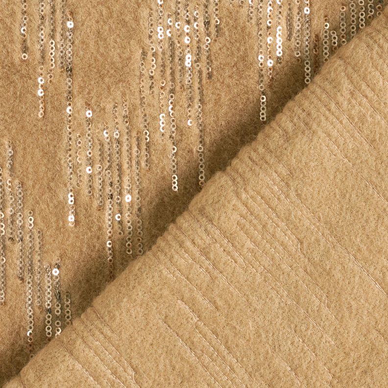 Knitted coat fabric sequin stripes – beige, image number 5