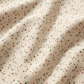 Decor Fabric Half Panama Festive Stars – natural/carmine, 