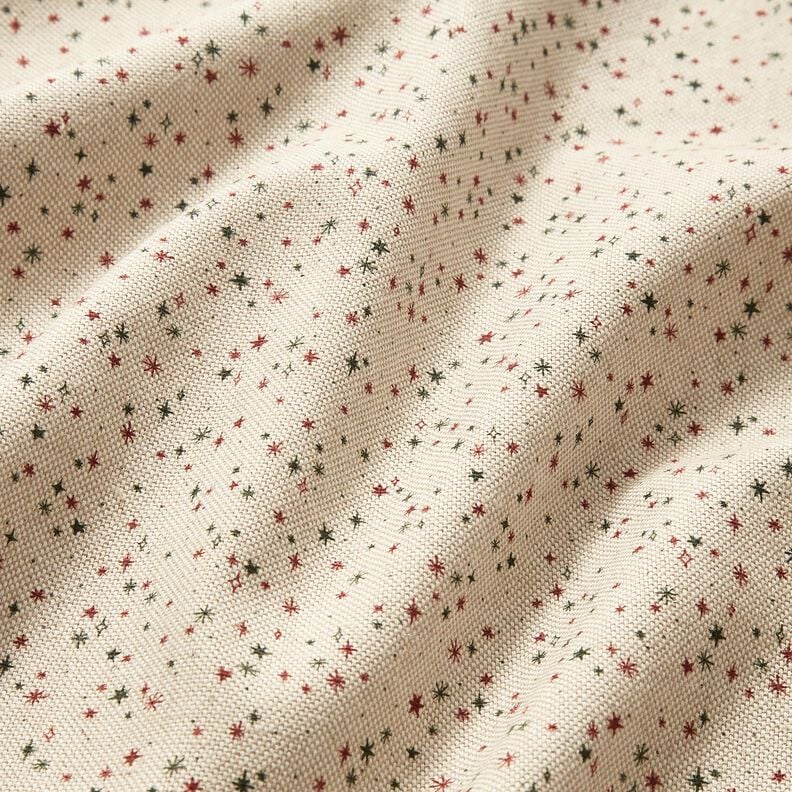 Decor Fabric Half Panama Festive Stars – natural/carmine, image number 2