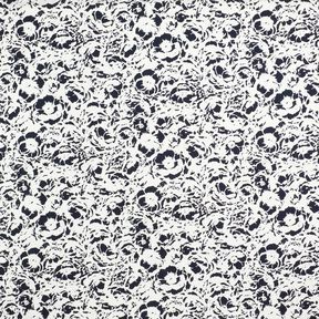 Viscose Linen Blend abstract flowers – white/midnight blue, 