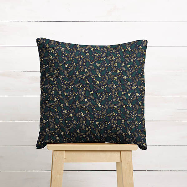 Cotton Poplin Branches and Berries – midnight blue/gold, image number 8
