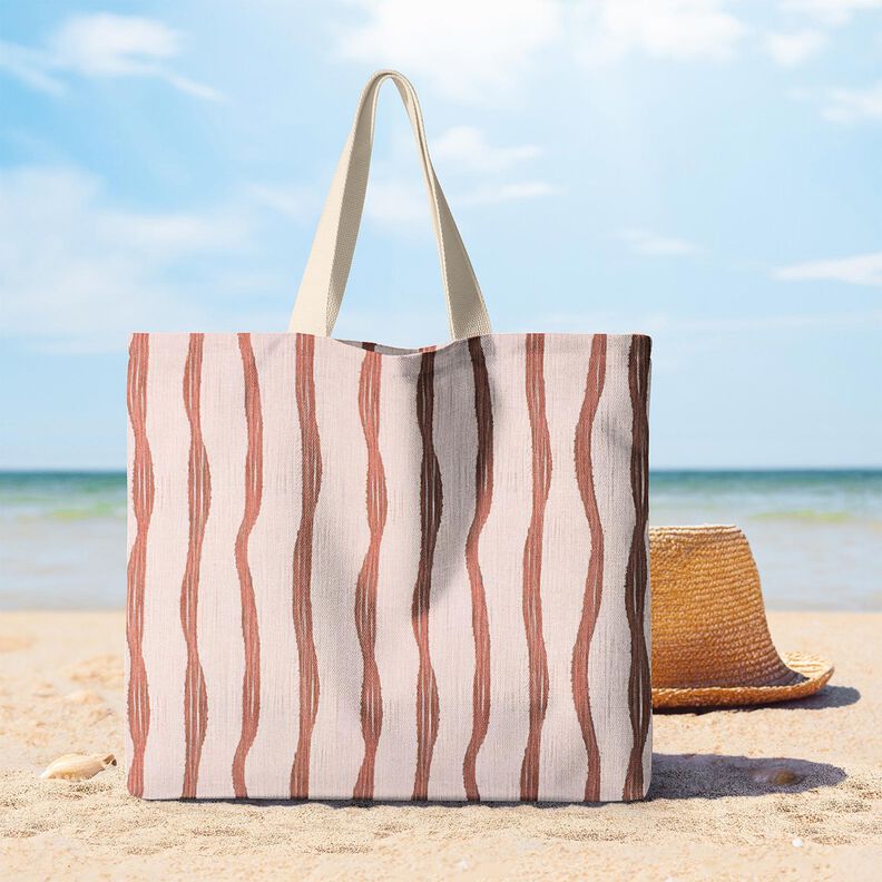 Decor Fabric Half Panama wavy stripes – red/rosé, image number 8