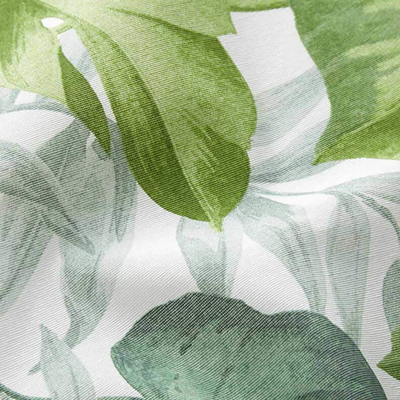 Decorative fabric Canvas Large monstera leaves – white/grass green,  image number 2