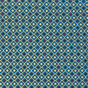 Cotton Poplin festive tiles – light petrol/gold, 