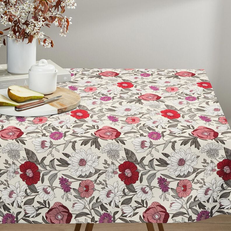 Cotton Cretonne colourful flowers – grape/natural,  image number 6