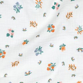 Double Gauze/Muslin Little flowers | Poppy Fabrics – ivory/peach orange, 