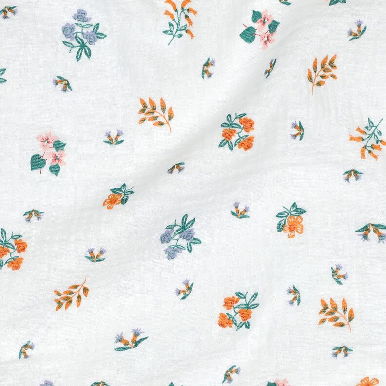 Double Gauze/Muslin Little flowers | Poppy Fabrics – ivory/peach orange, image number 2