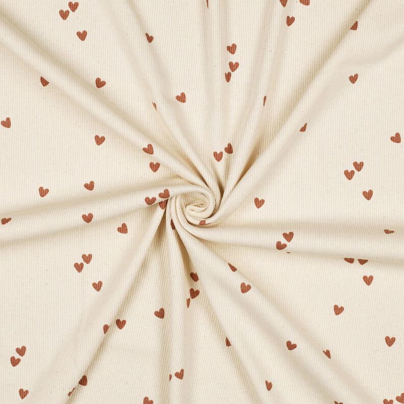 Ribbed Jersey Scattered Hearts | Poppy Fabrics – light beige/brown,  image number 3