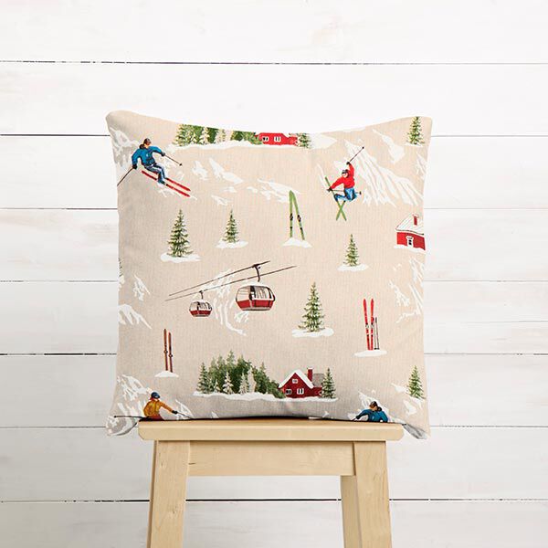 Half Panama Decor Fabric Skiing Landscape – natural, image number 6