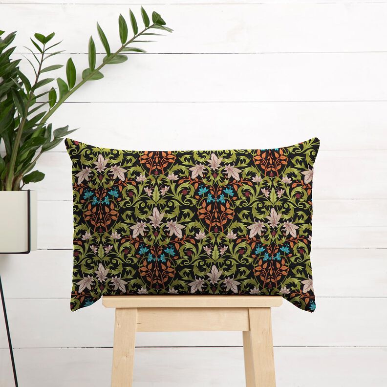 Decor Fabric Half Panama leaf ornaments – black/pine,  image number 7