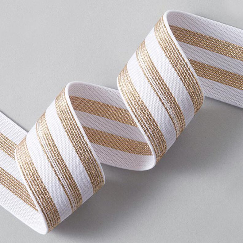 Striped Elastic [40 mm] – white/gold,  image number 2