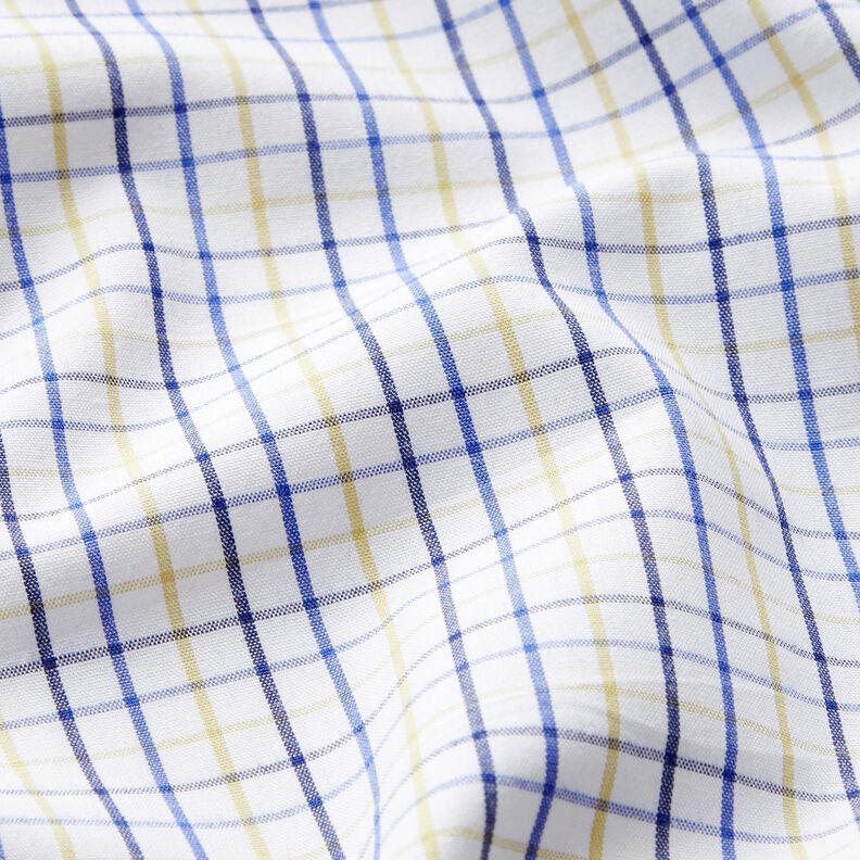 Cotton fabric grid check – white/blue, image number 2
