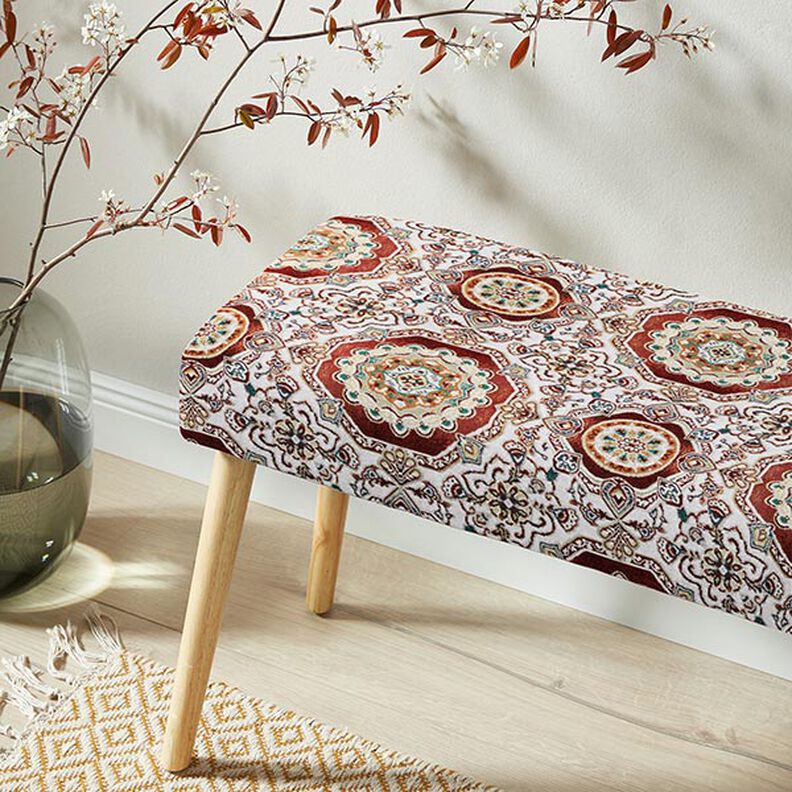 Decor Fabric Tapestry Fabric Oriental Mandala – carmine/ivory,  image number 5