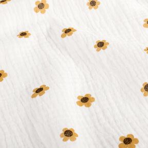 Double Gauze/Muslin Sunflowers – ivory/antique gold, 