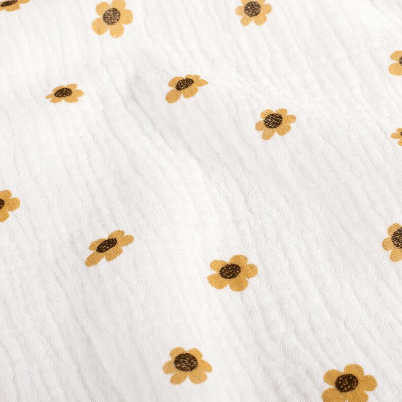 Double Gauze/Muslin Sunflowers – ivory/antique gold,  image number 2