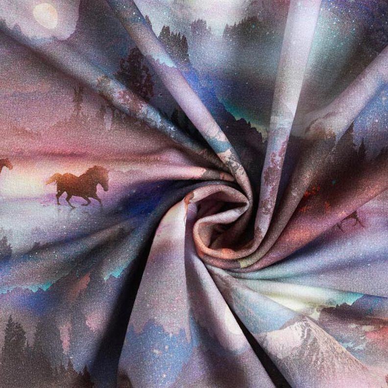French Terry Mystical Horses Digital Print – pastel violet,  image number 4