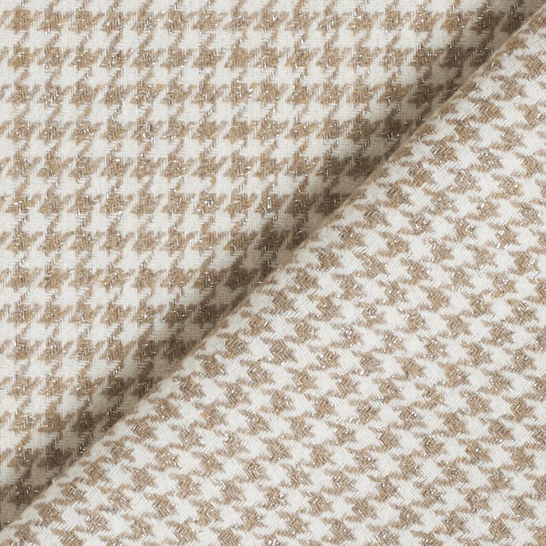 Coat Fabric Wool Blend Glitter houndstooth – mocca/offwhite, image number 4