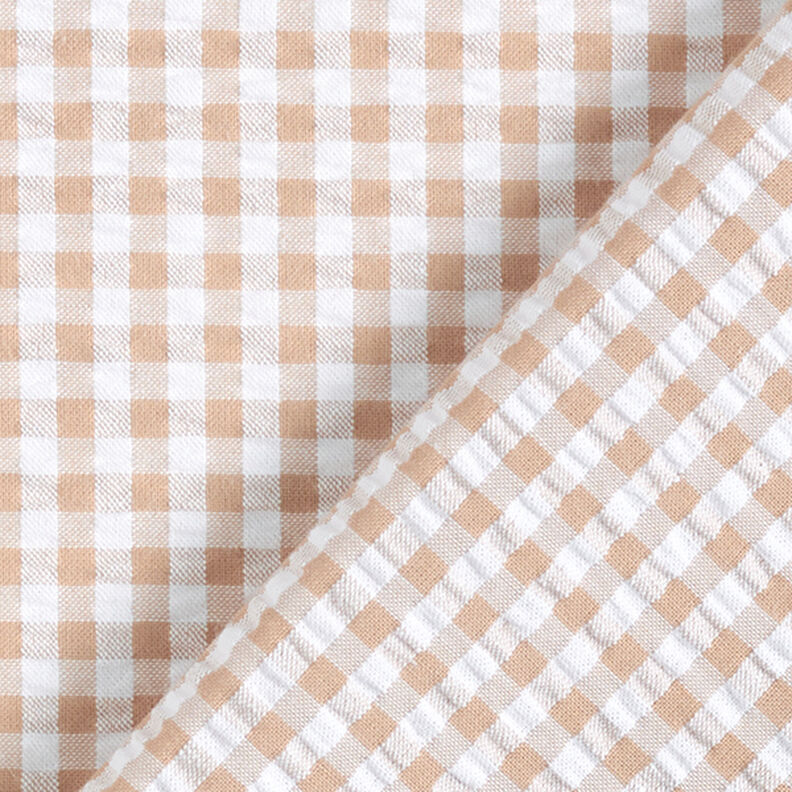 Seersucker Gingham Cotton Blend – beige,  image number 4