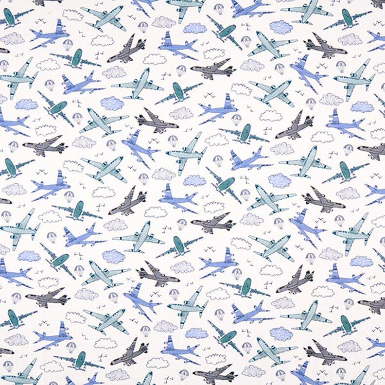 Cotton Jersey Aeroplanes Digital Print – offwhite,  image number 1