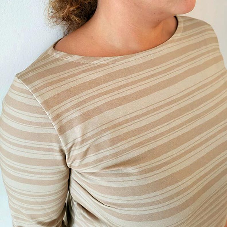 Irregular Stripes French Terry – fawn/dark beige,  image number 7
