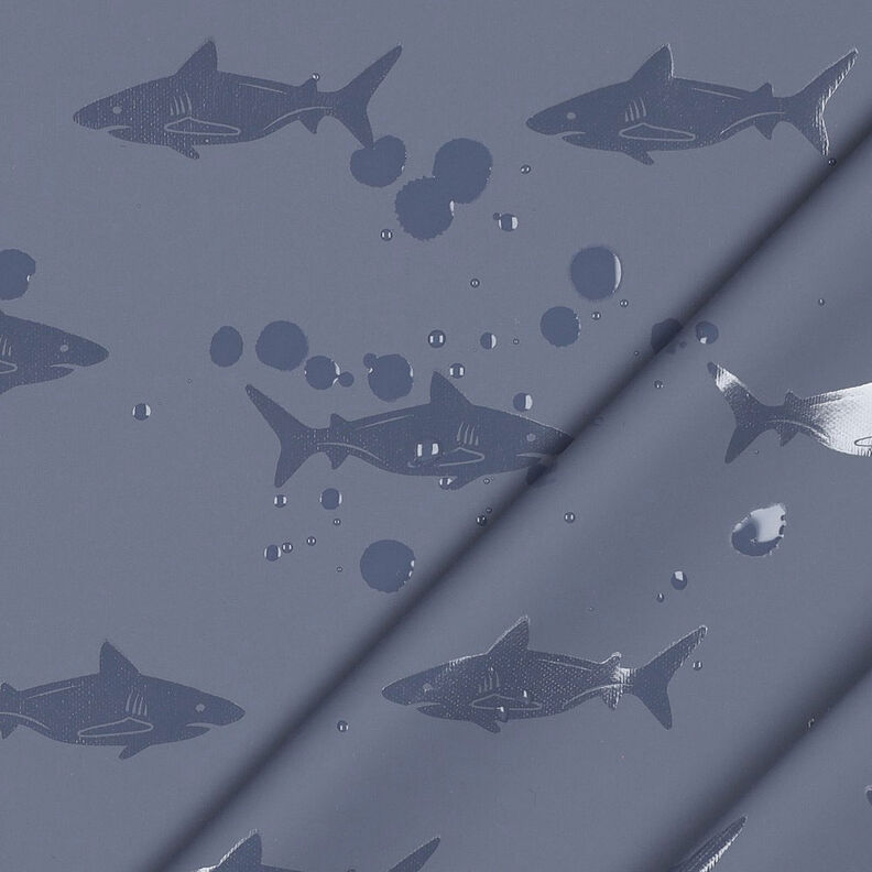 Raincoat Fabric Shark | by Poppy – blue grey,  image number 3