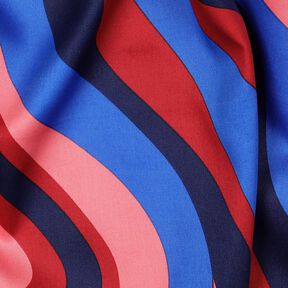 Sateen retro waves| Poppy Fabrics – navy blue/pink, 