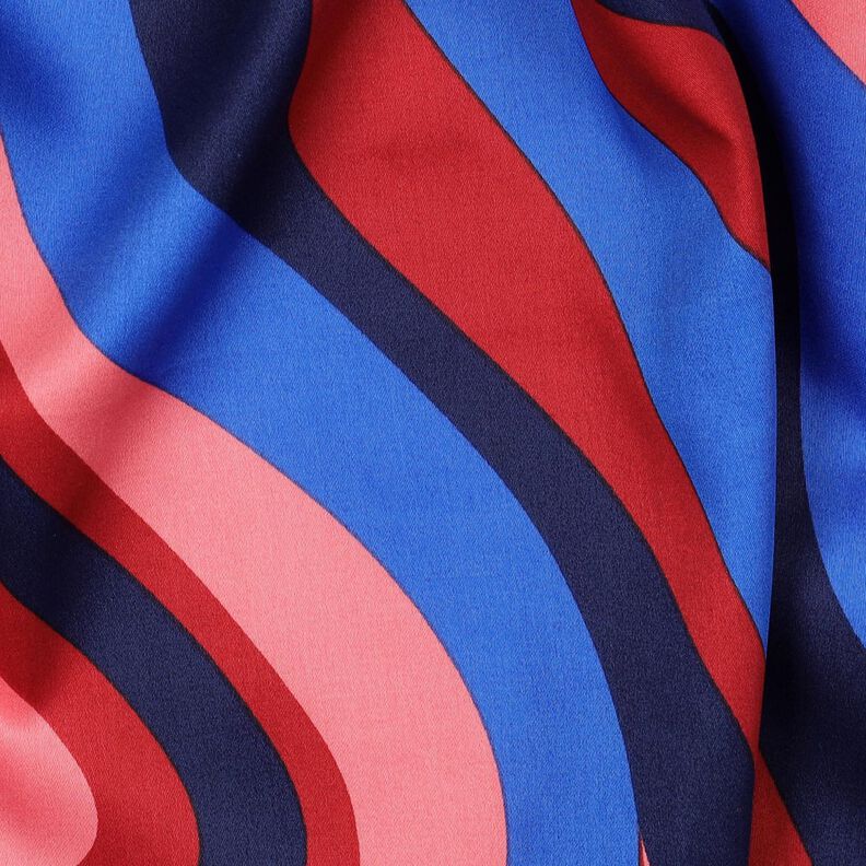 Sateen retro waves| Poppy Fabrics – navy blue/pink,  image number 2